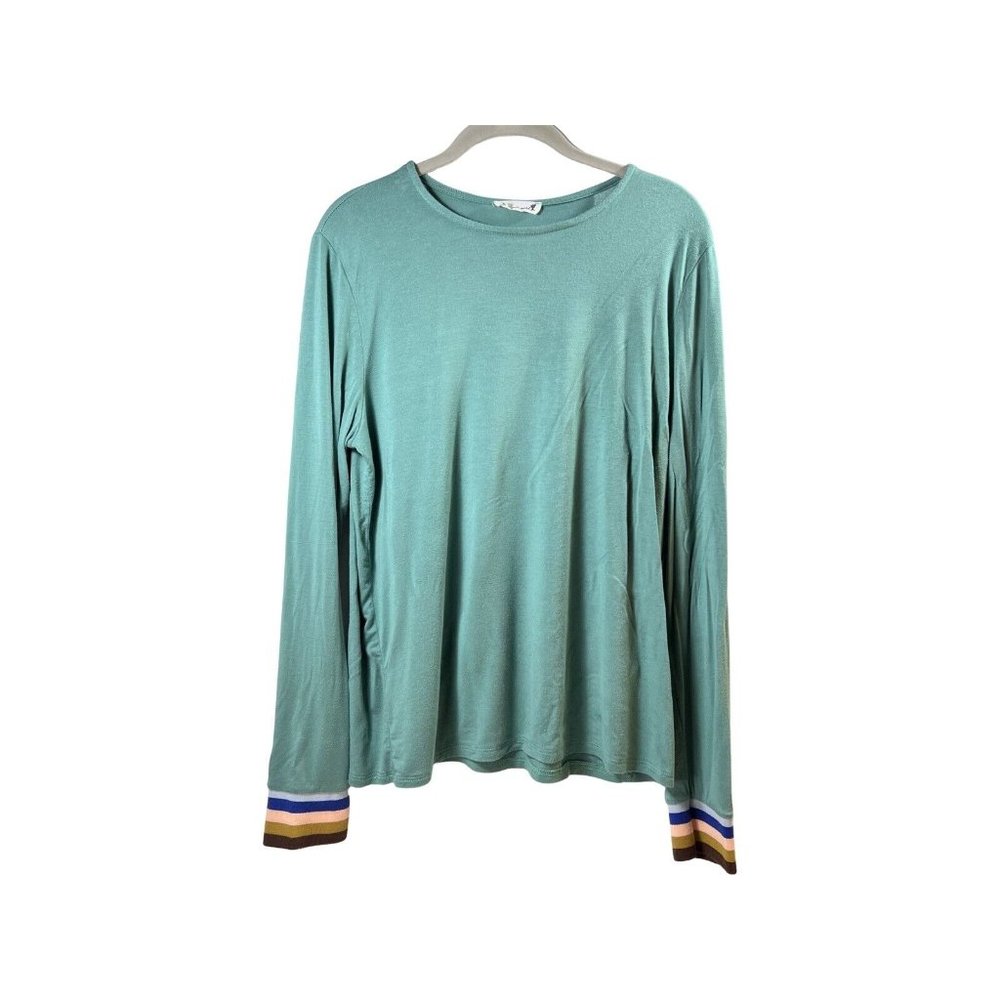 Long Sleeve Green/Blue Retro Cuff Shirt Mindy Mae’s Market SZ L